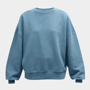Lune Active Size S Amber Modern Fit Crew Sweater Ribbed Crewneck Sweatshirt Blue